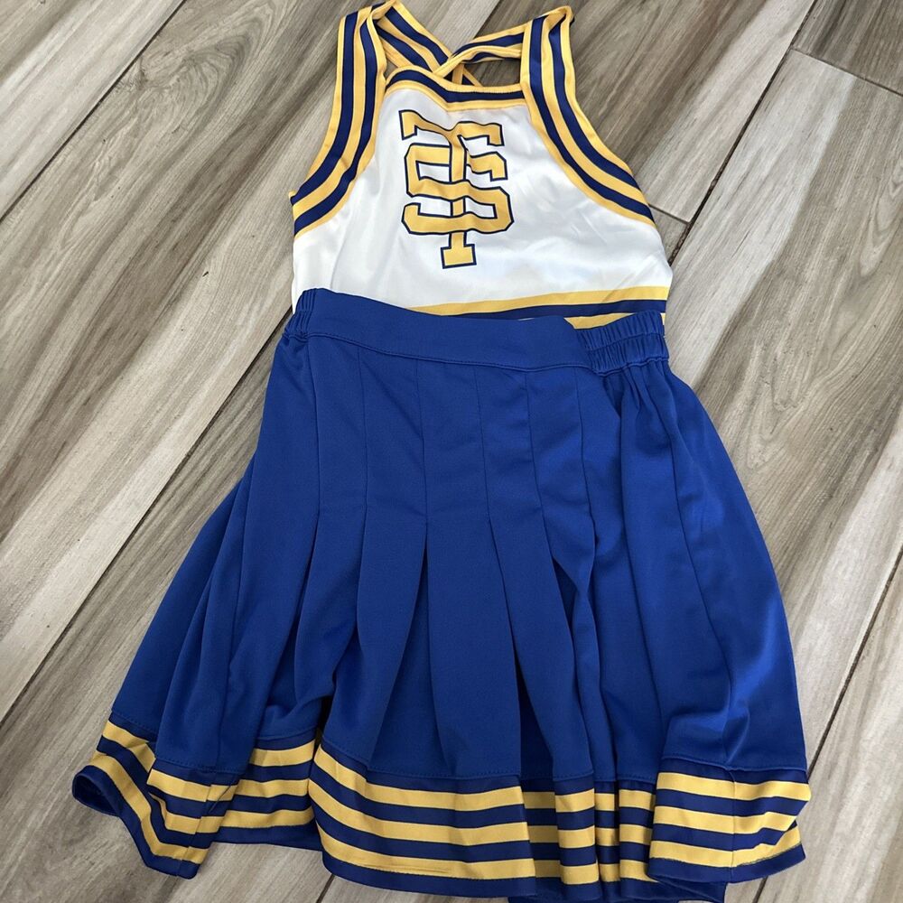 Blue And Gold Cheerleading Outfit Size Extra Small For Halloween